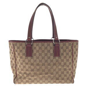 Gucci Canvas Leather Bag Tote Shoulder Brown GG